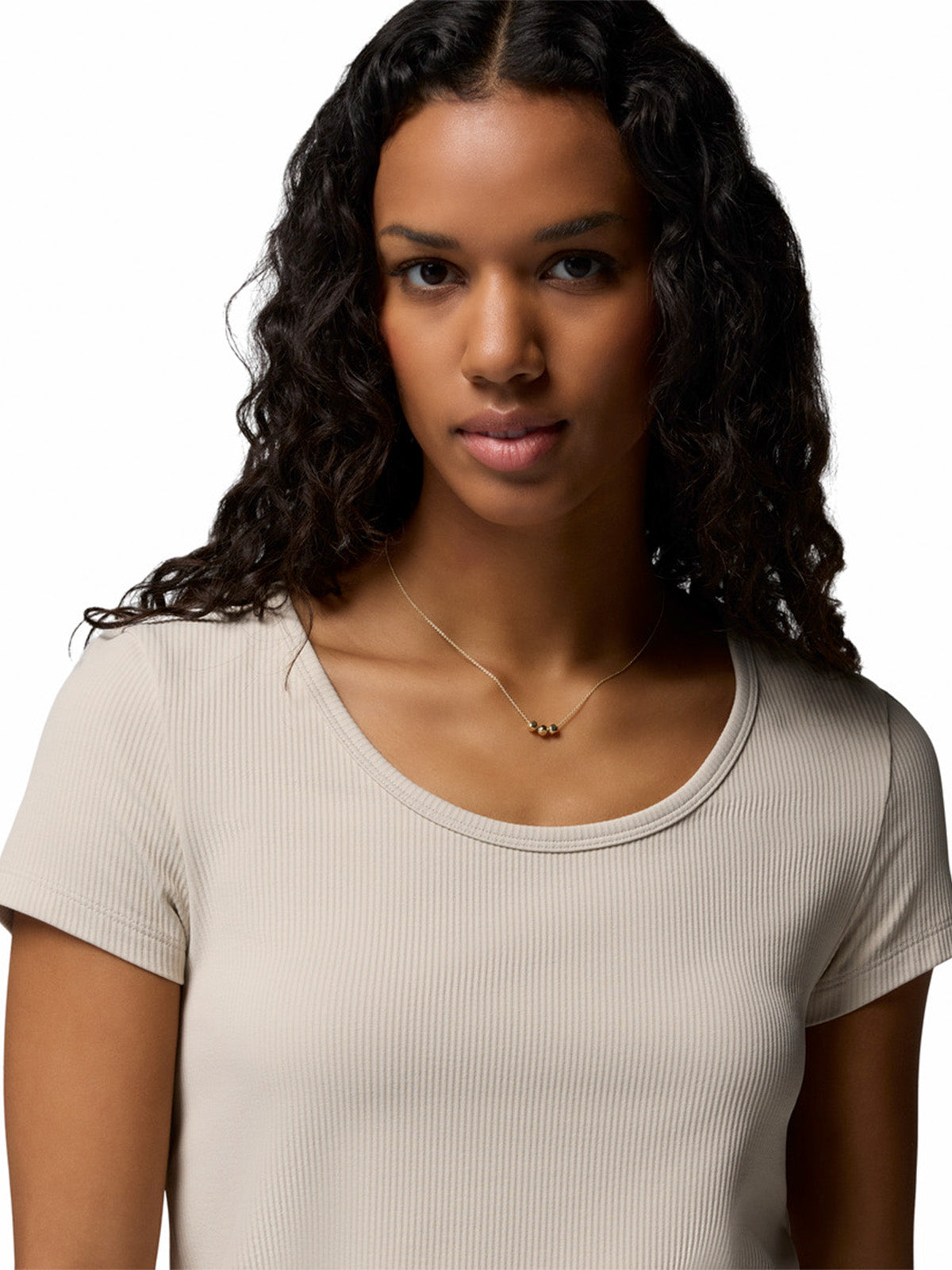 Polera Manga Corta Mujer Pinetown Canyon Rib Gris Columbia