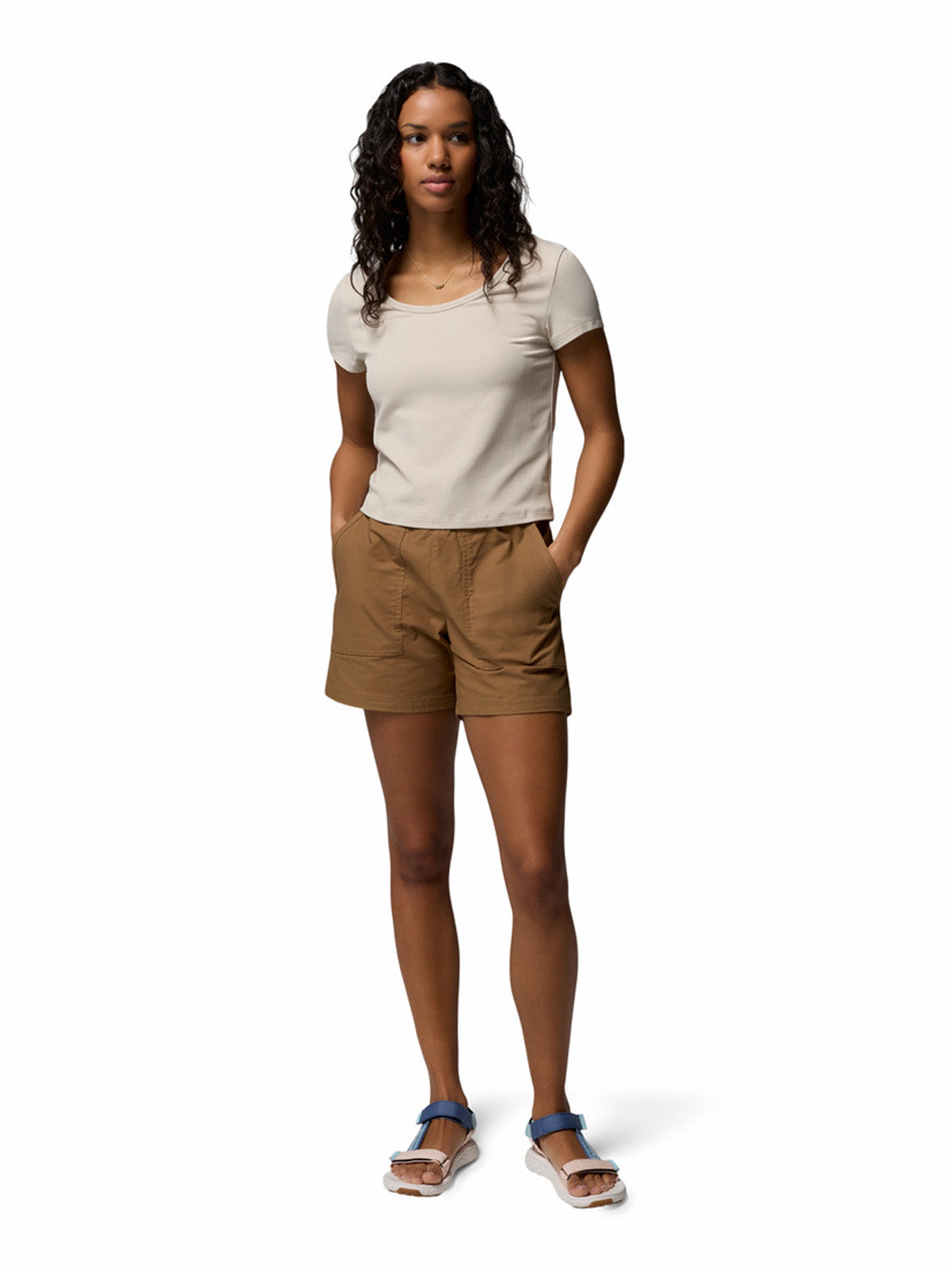 Polera Manga Corta Mujer Pinetown Canyon Rib Gris Columbia