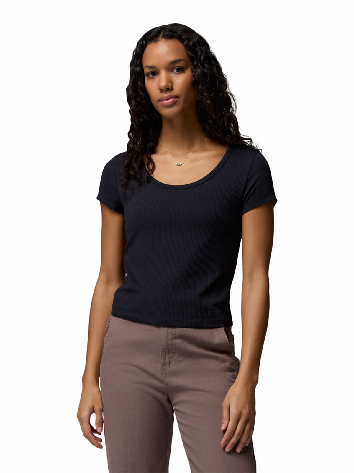 Polera Manga Corta Mujer Pinetown Canyon Rib Negro Columbia