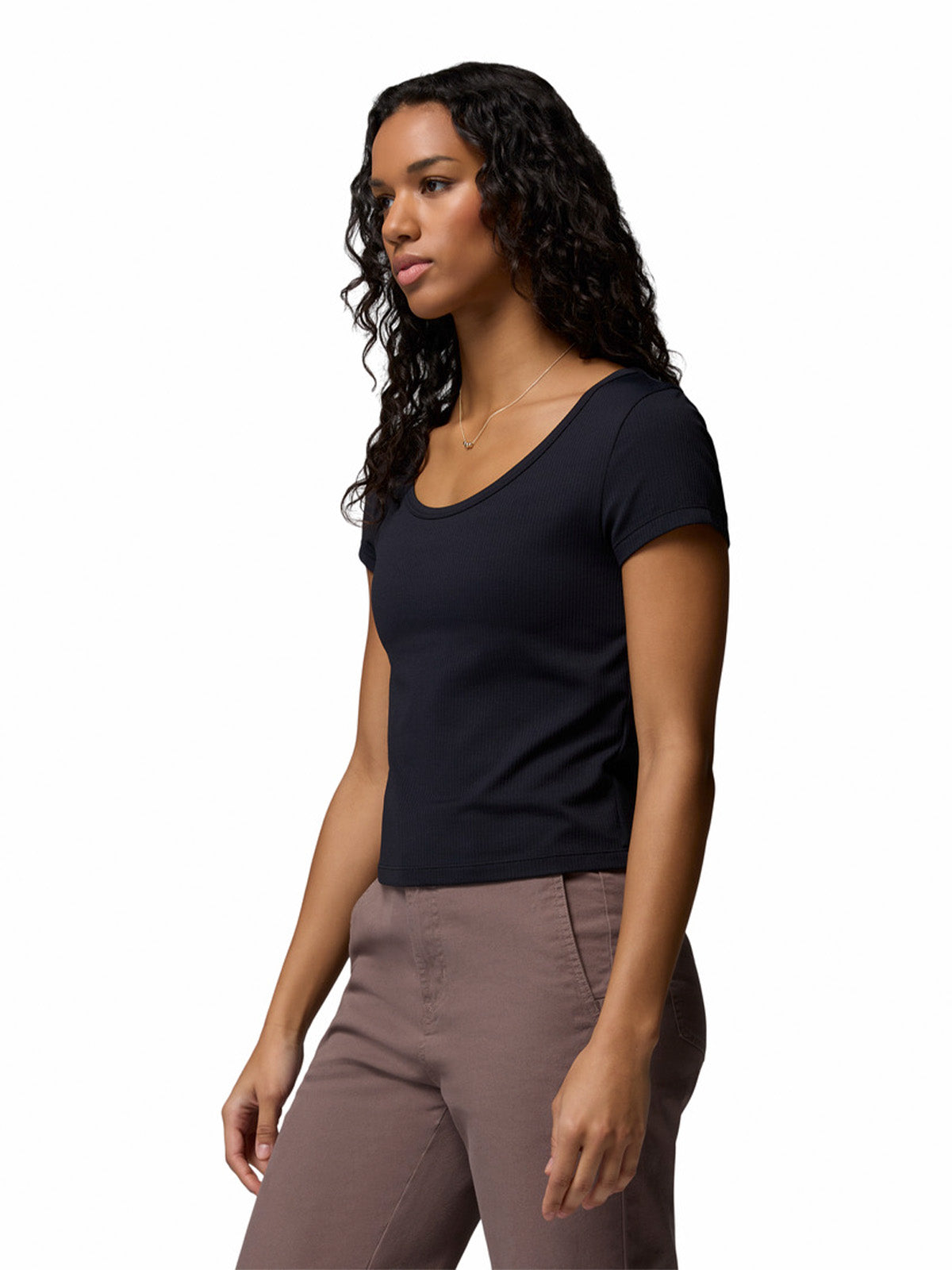 Polera Manga Corta Mujer Pinetown Canyon Rib Negro Columbia