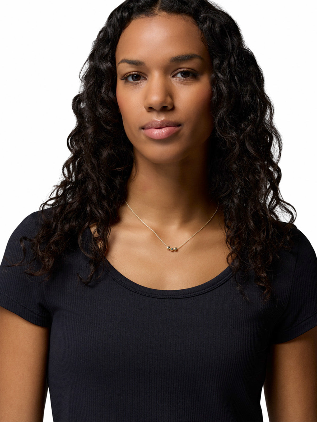 Polera Manga Corta Mujer Pinetown Canyon Rib Negro Columbia
