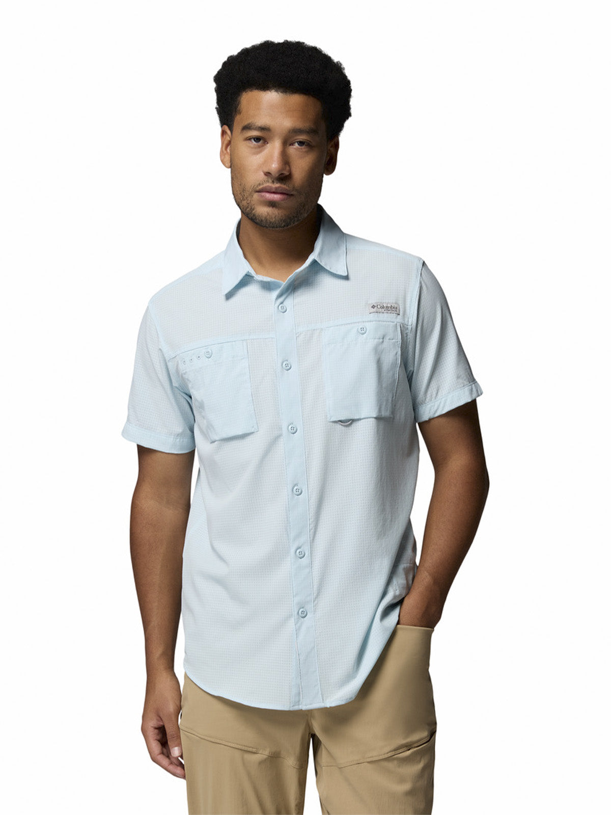 Camisa Manga Corta Hombre Wild Cast Vent Celeste Columbia