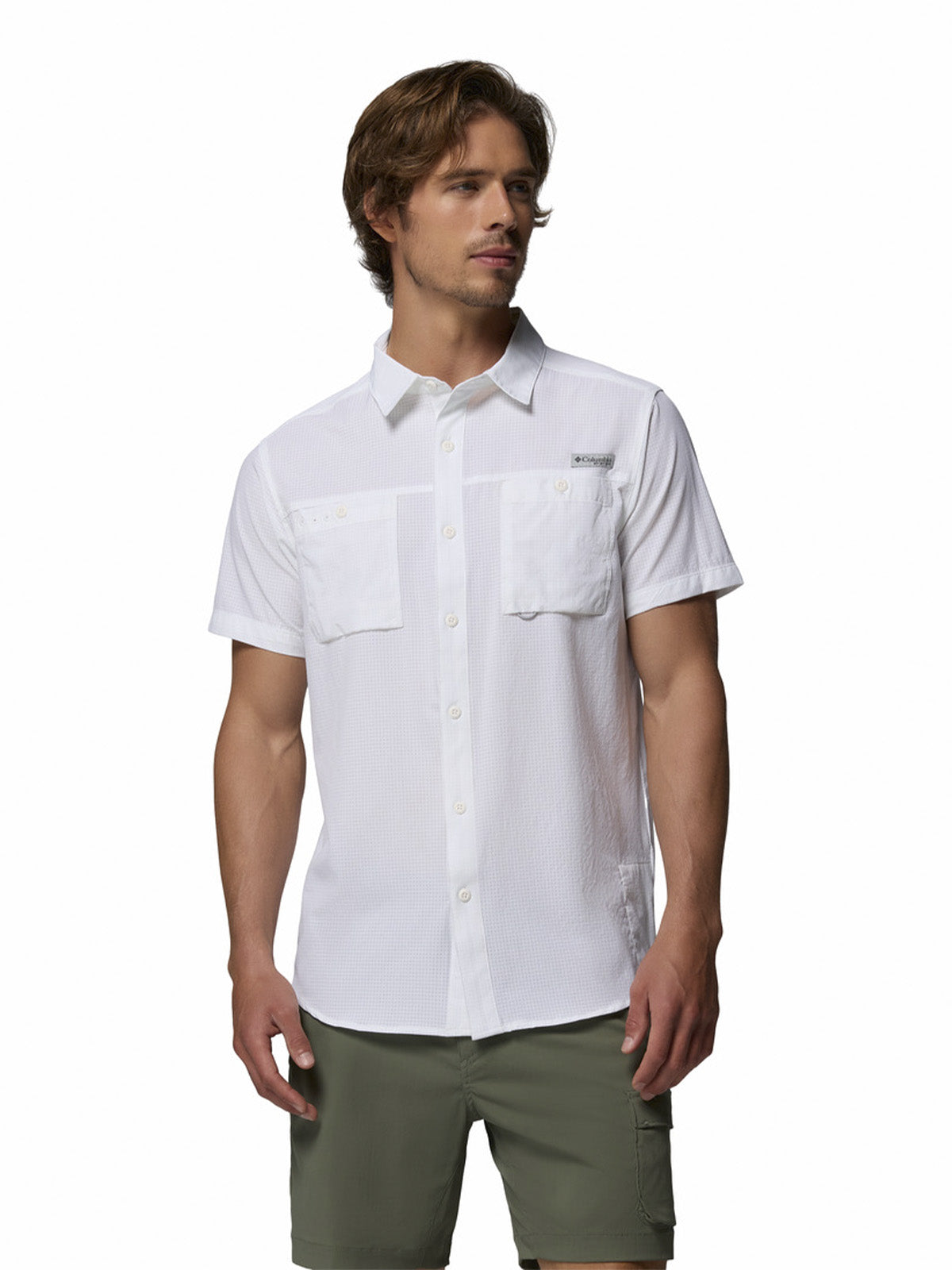 Camisa Manga Corta Hombre Wild Cast Vent Blanco Columbia