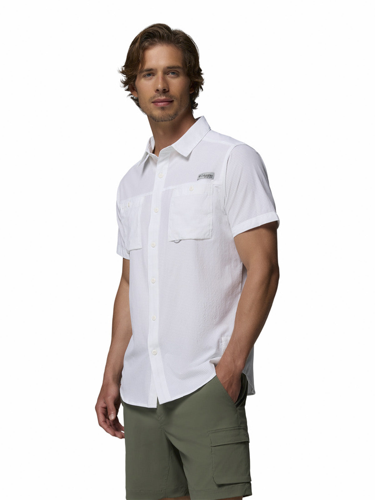 Camisa Manga Corta Hombre Wild Cast Vent Blanco Columbia