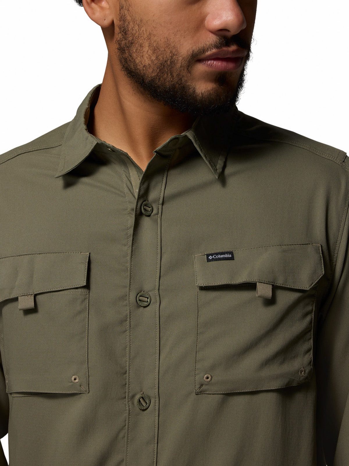 Camisa Manga Larga Hombre Silver Ridge Utility Gris Stone Green Columbia