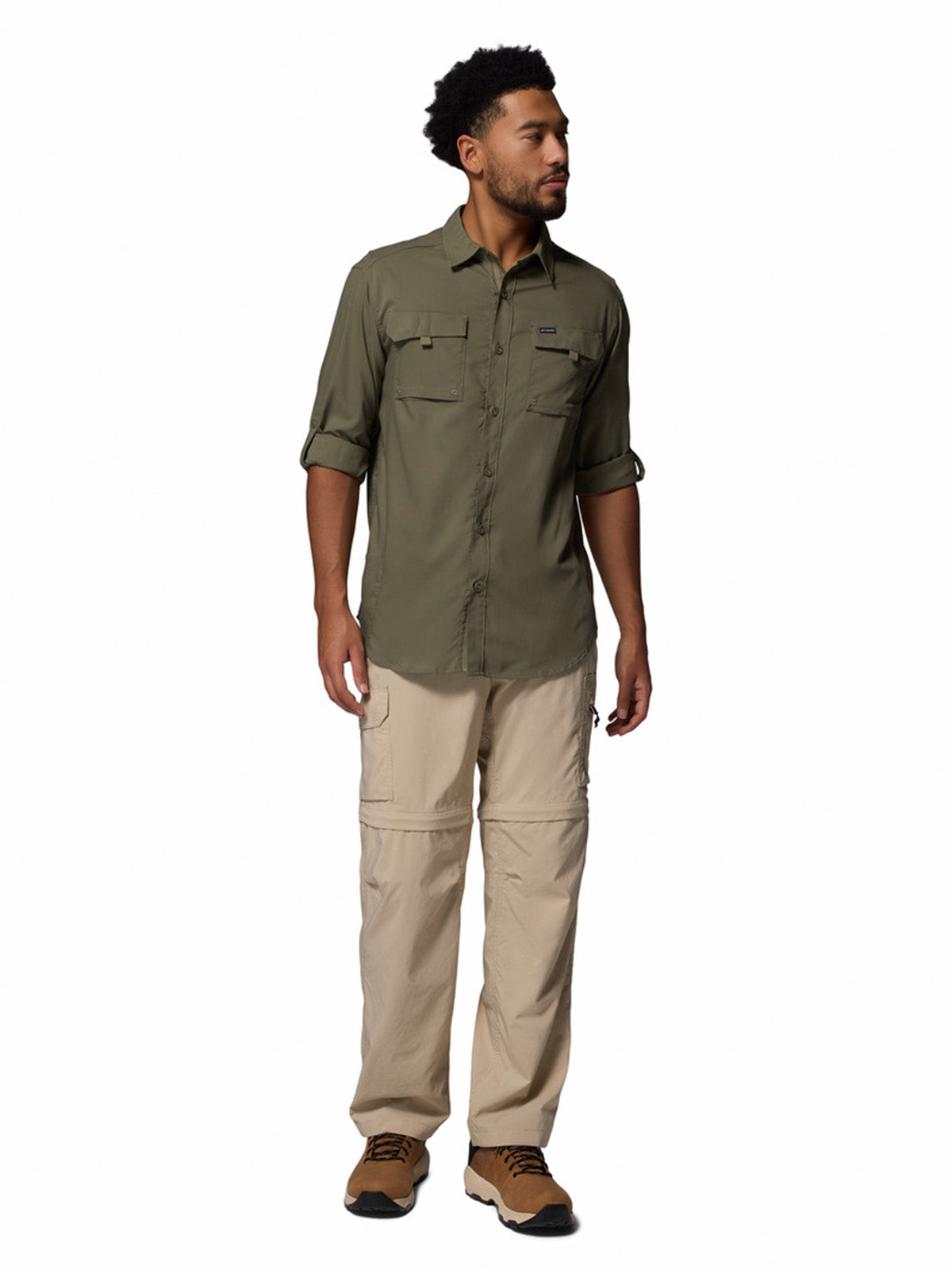 Camisa Manga Larga Hombre Silver Ridge Utility Gris Stone Green Columbia