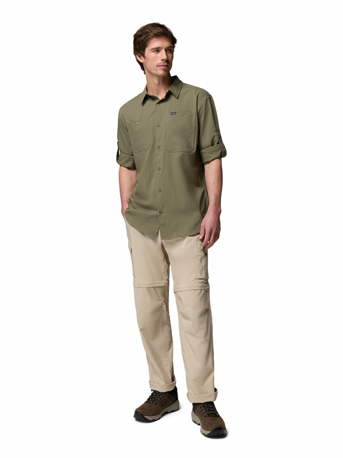 Camisa Manga Larga Hombre Silver Ridge Utility Gris Stone Green Columbia