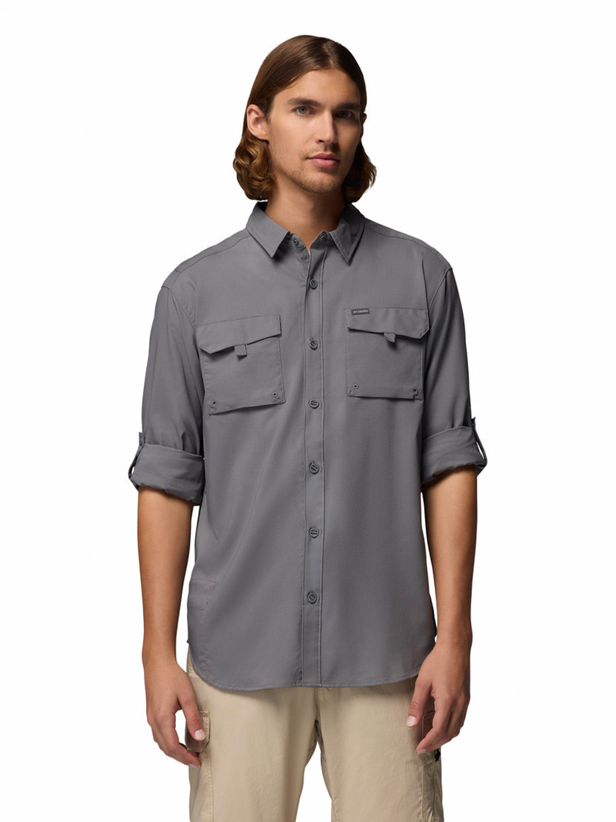 Camisa Manga Larga Hombre Silver Ridge Utility Gris City Grey Columbia