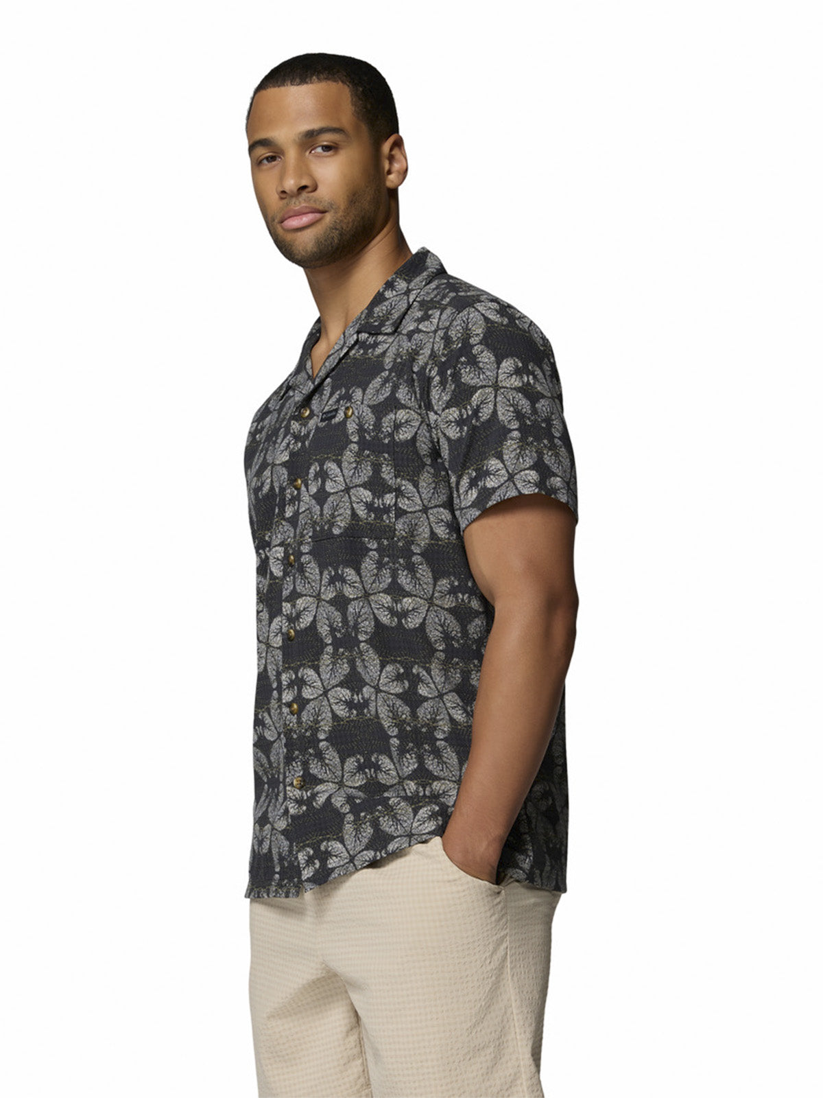 Camisa Manga Corta Hombre Utilizer Print Gris Columbia