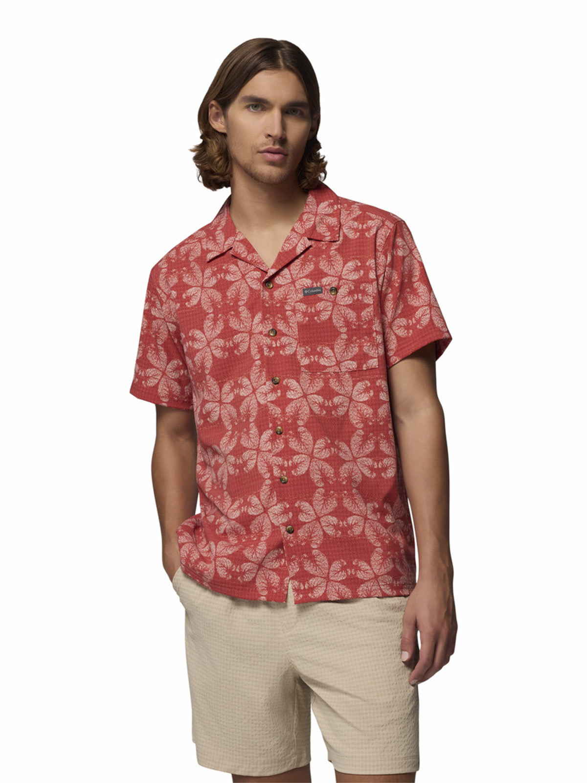 Camisa Manga Corta Hombre Utilizer Print Rojo Columbia