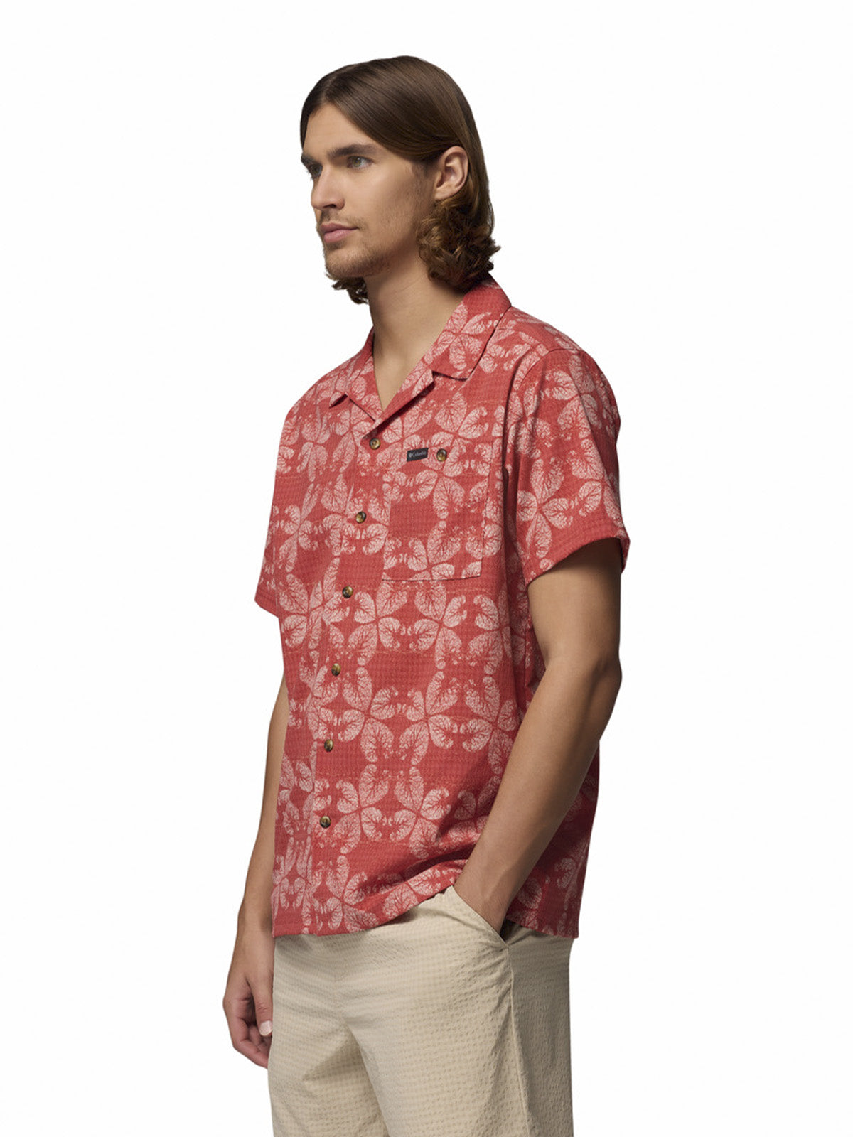 Camisa Manga Corta Hombre Utilizer Print Rojo Columbia
