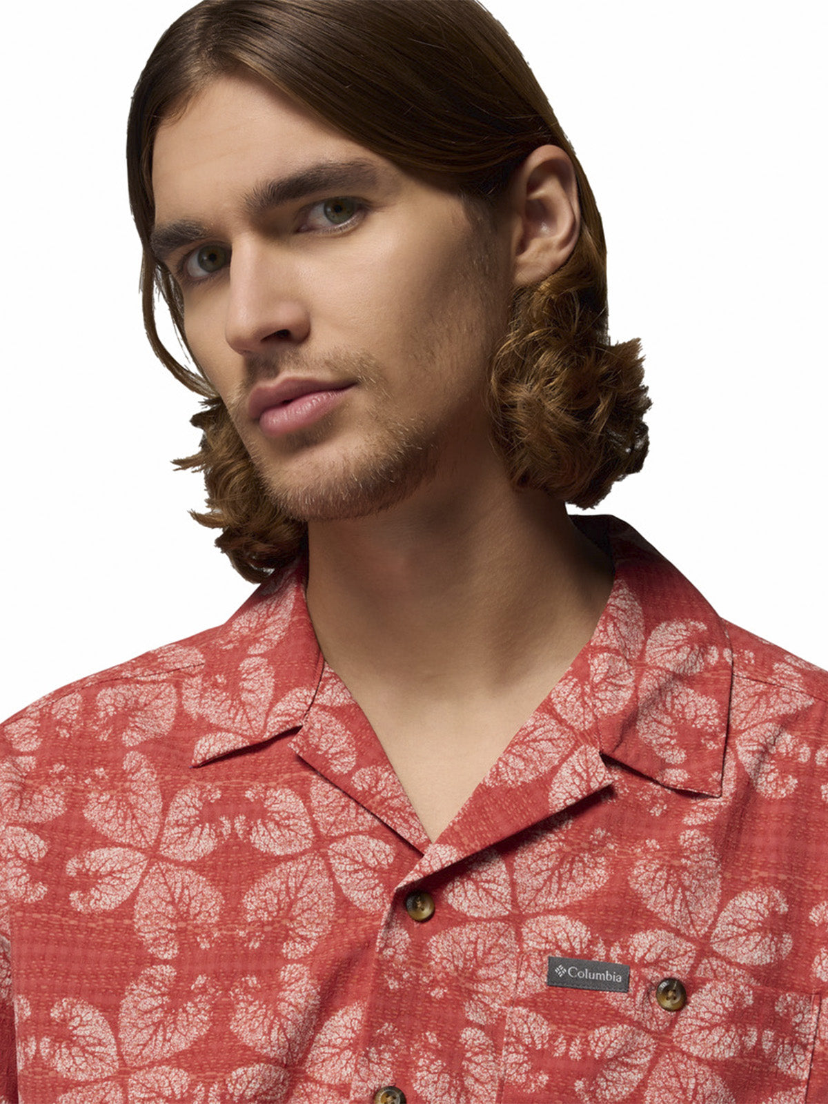 Camisa Manga Corta Hombre Utilizer Print Rojo Columbia