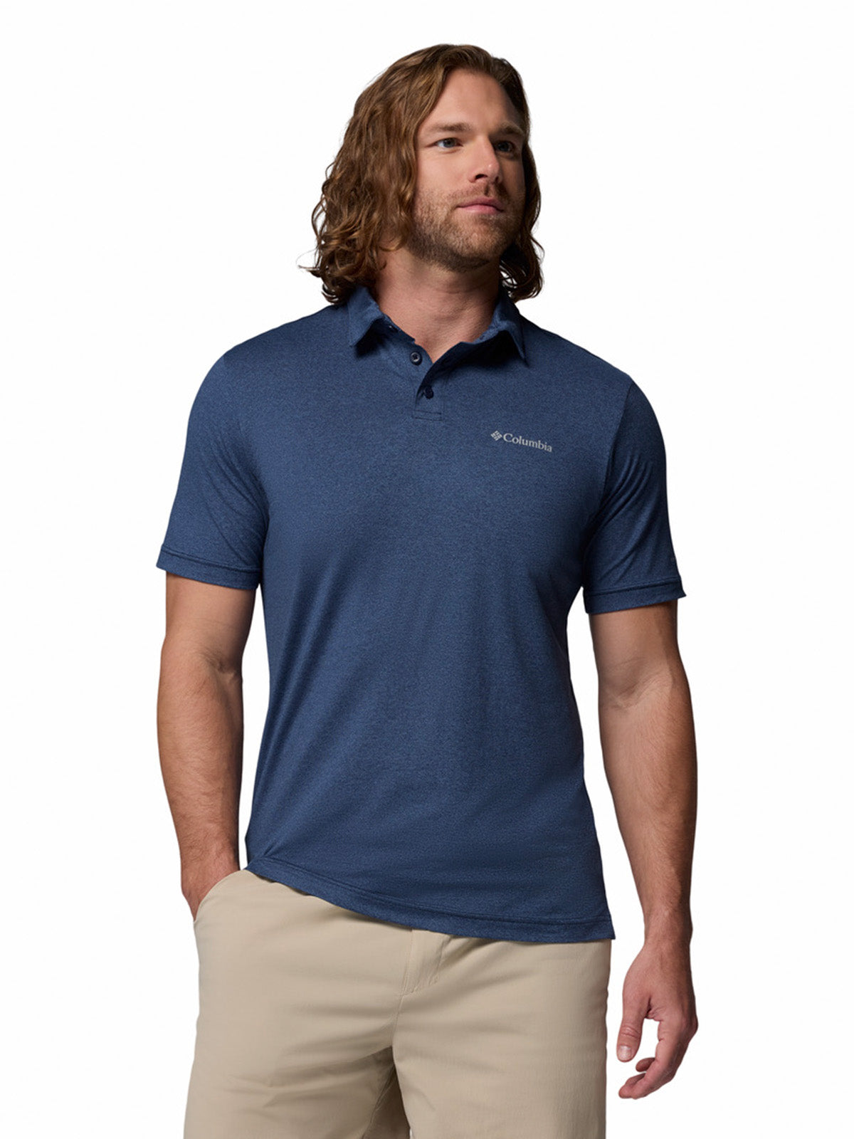 Polera Manga Corta Hombre Parsons Point Azul Collegiate Navy Columbia