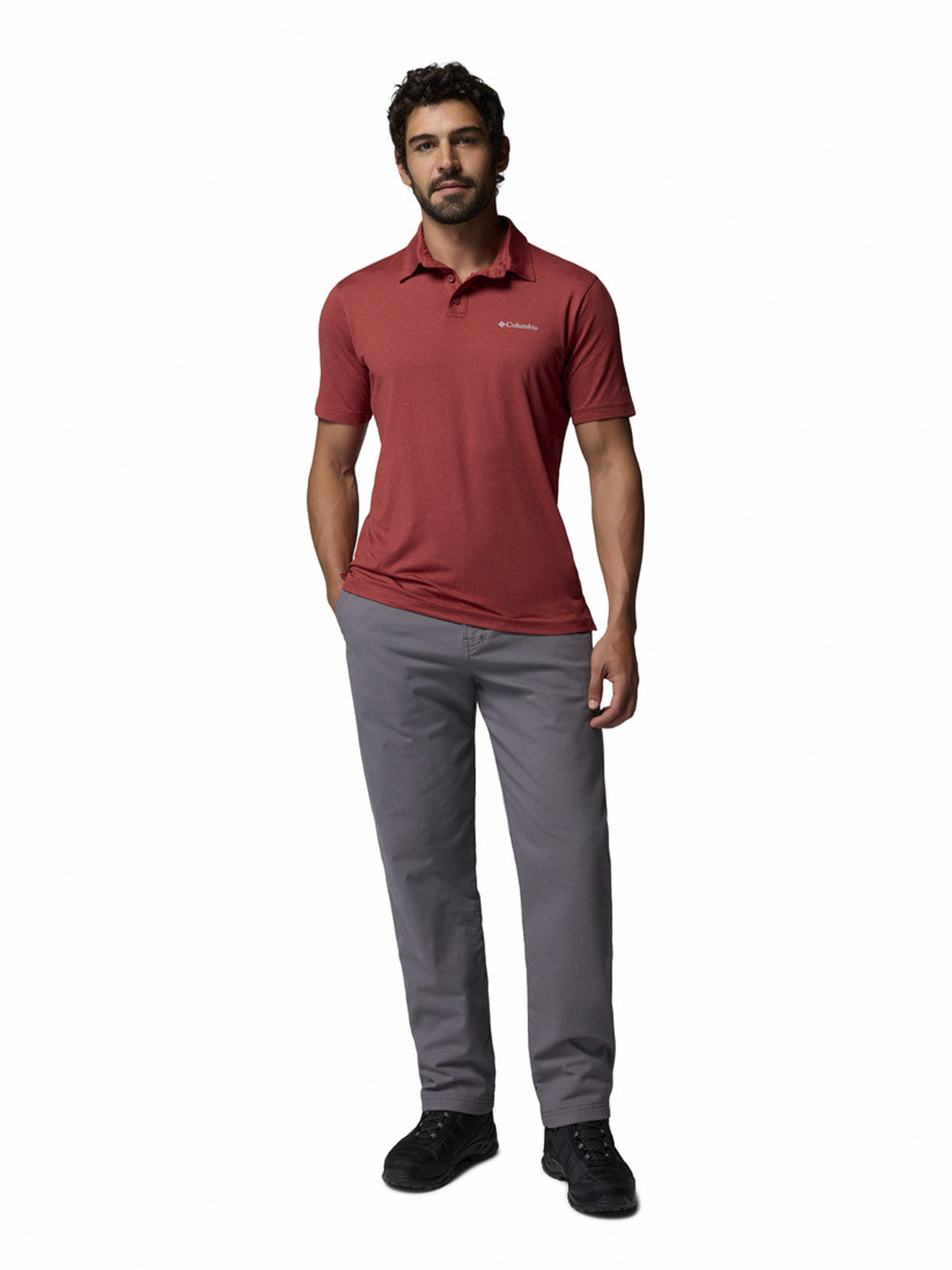Polera Manga Corta Hombre Parsons Point Polo Rojo Columbia