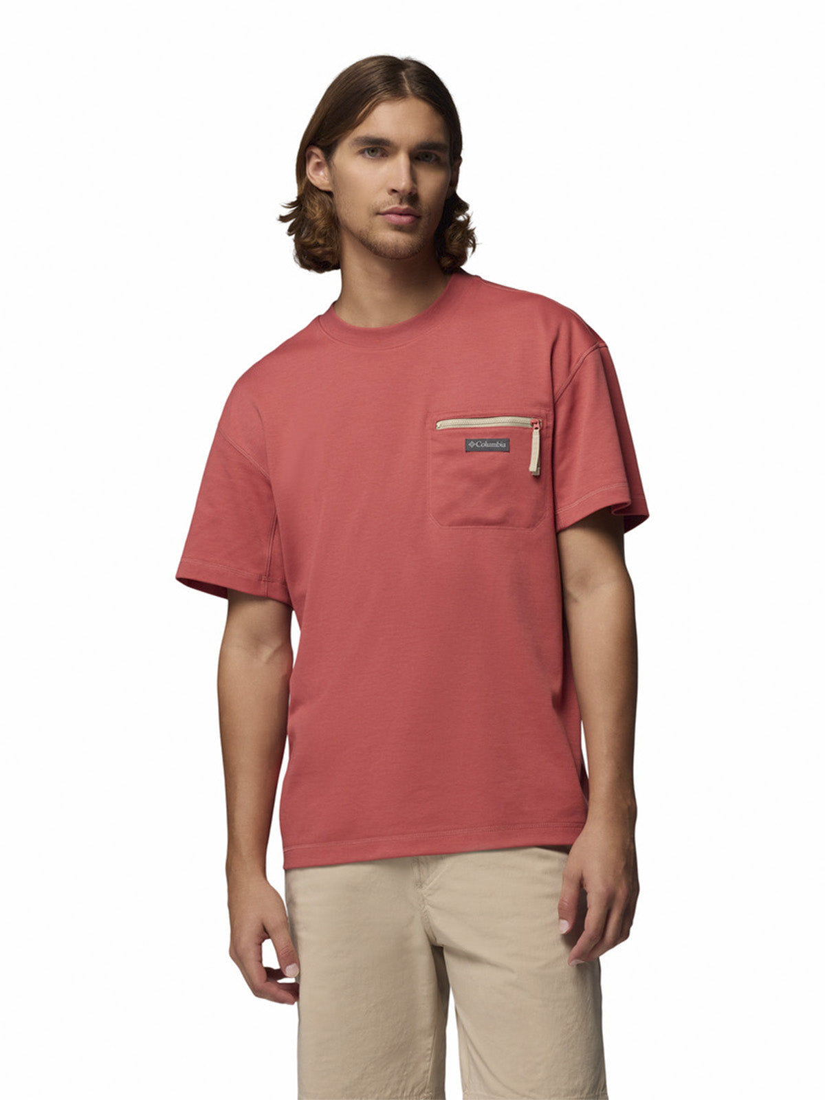 Polera Manga Corta Hombre Echo Passage Crew Rojo Columbia