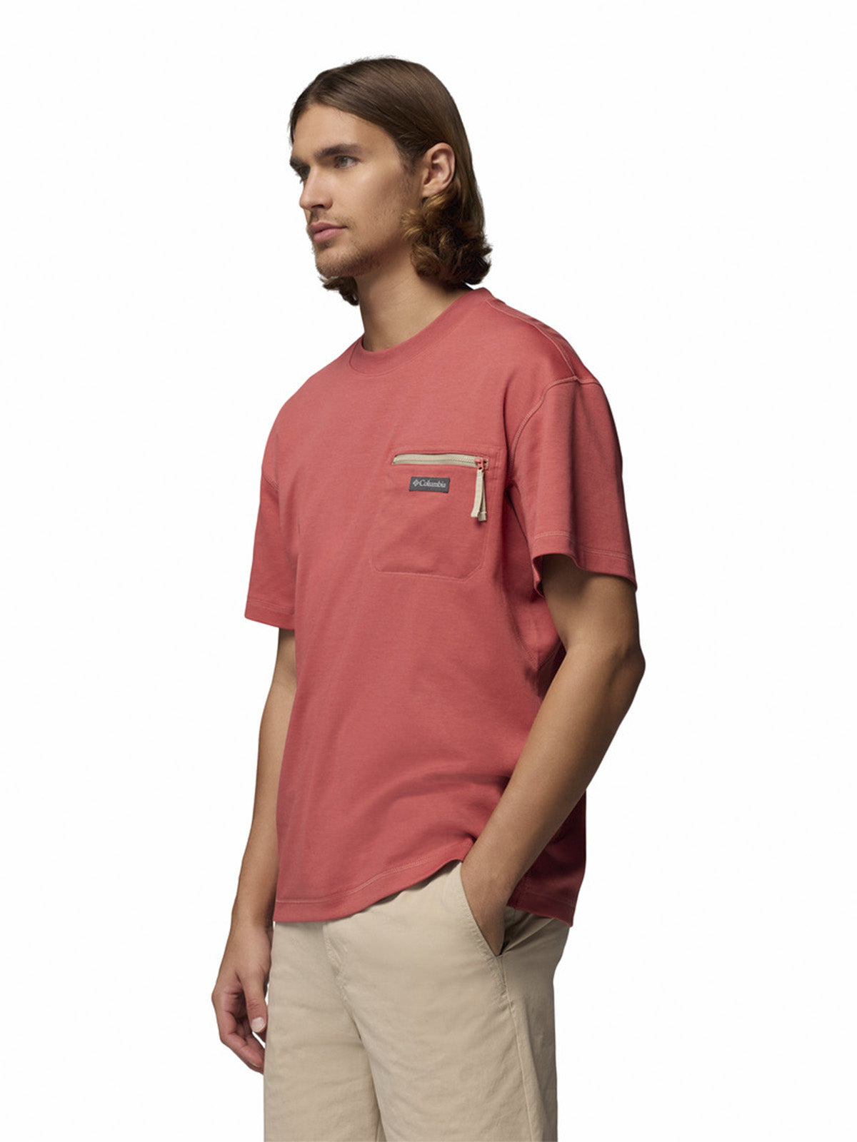 Polera Manga Corta Hombre Echo Passage Crew Rojo Columbia