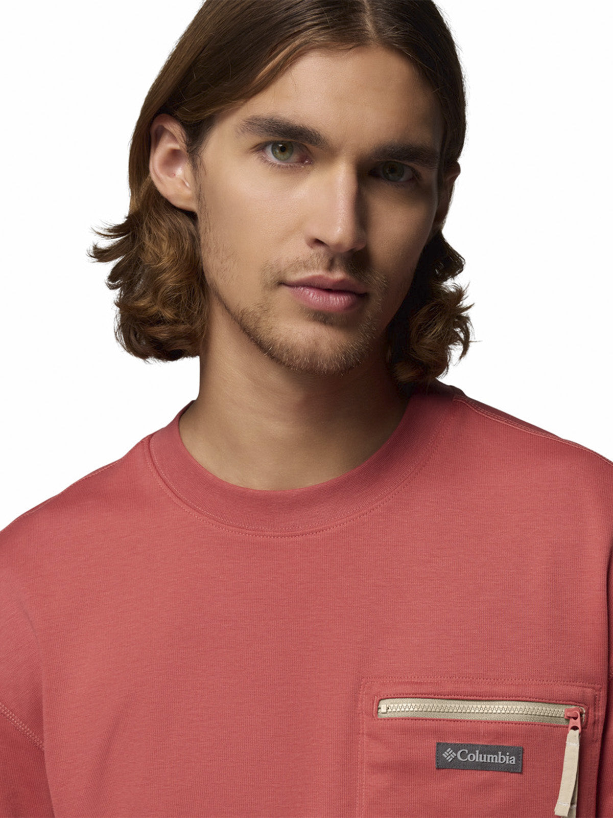Polera Manga Corta Hombre Echo Passage Crew Rojo Columbia