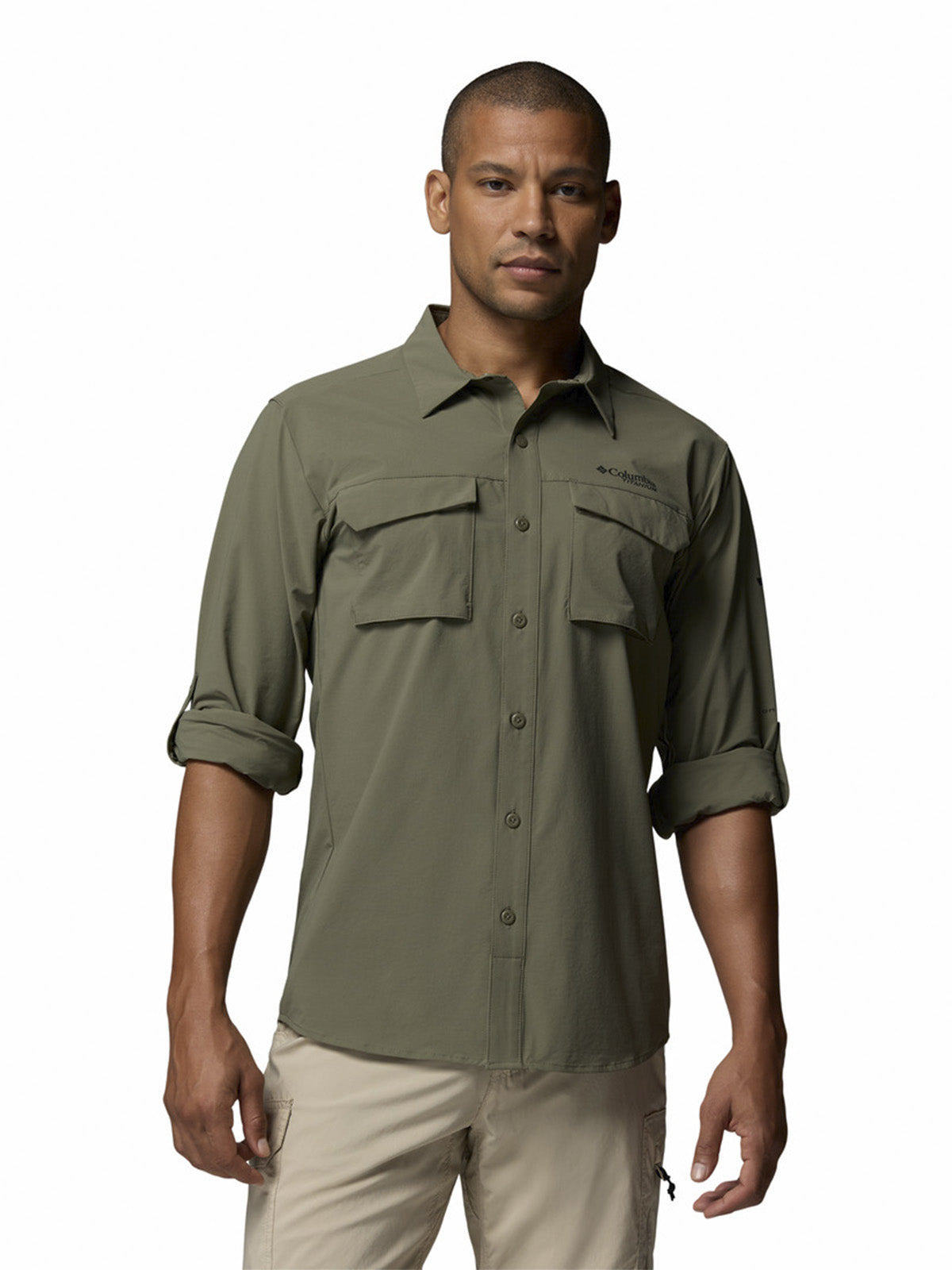 Camisa Manga Larga Hombre Silver Ridge Elit Verde Columbia