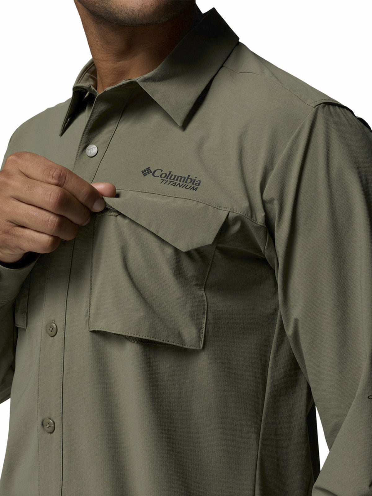 Camisa Manga Larga Hombre Silver Ridge Elit Verde Columbia