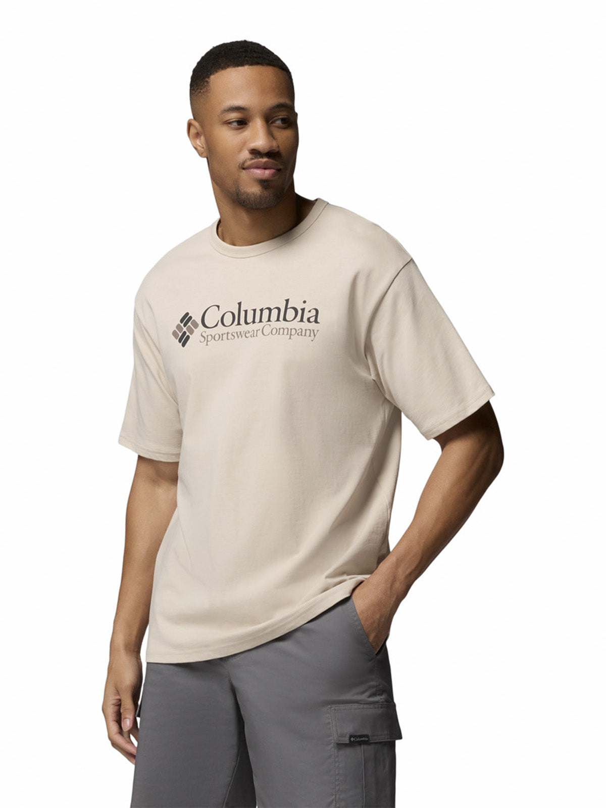 Polera Manga Corta Hombre Heavyweight Logo Gris Columbia
