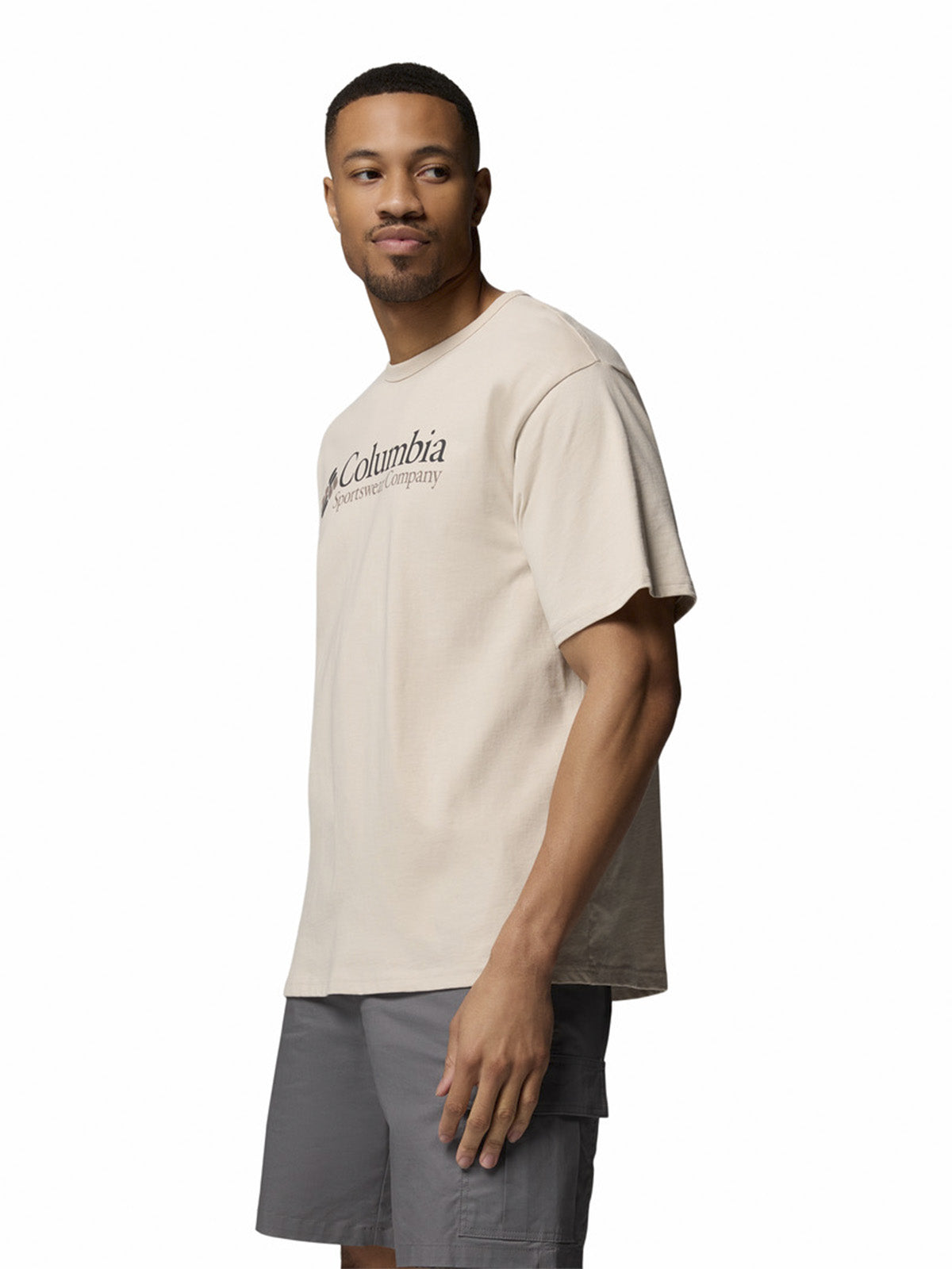 Polera Manga Corta Hombre Heavyweight Logo Gris Columbia