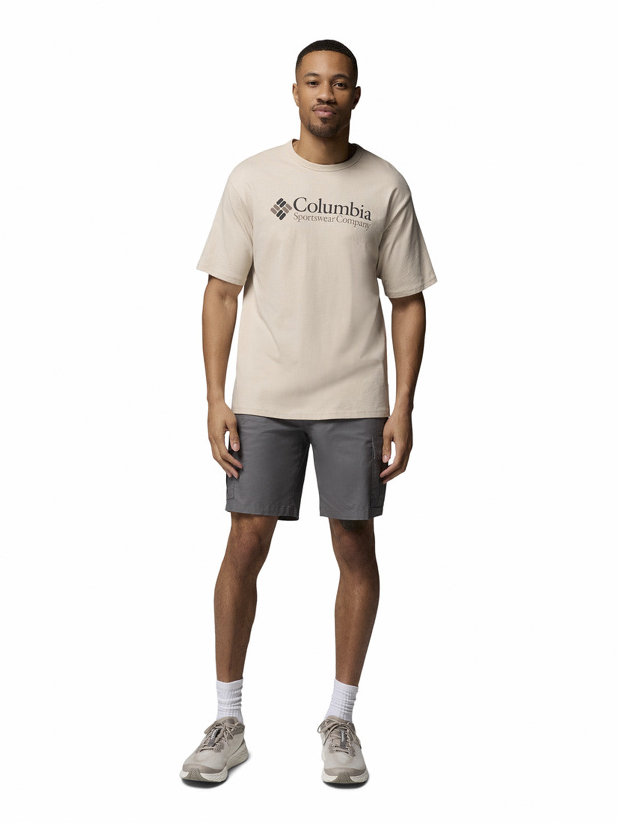 Polera Manga Corta Hombre Heavyweight Logo Gris Columbia
