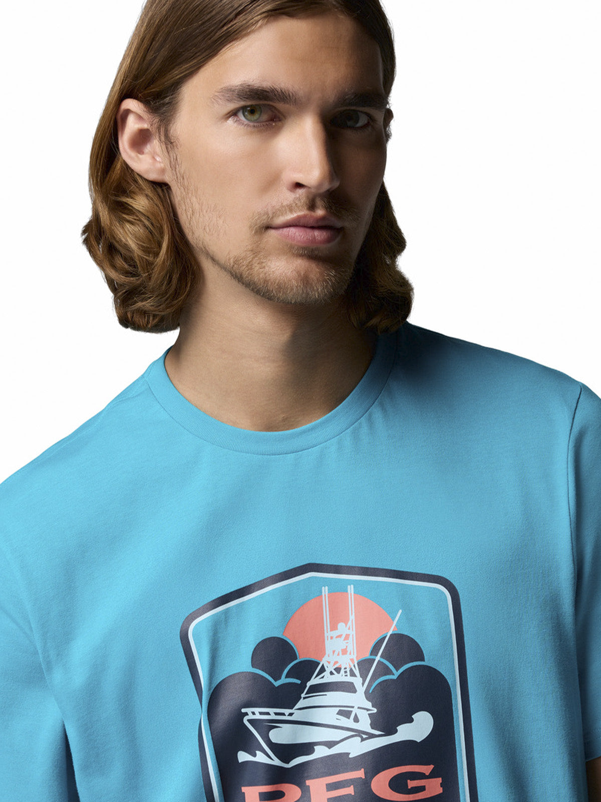 Polera Manga Corta Hombre PFG Shield Azul Columbia