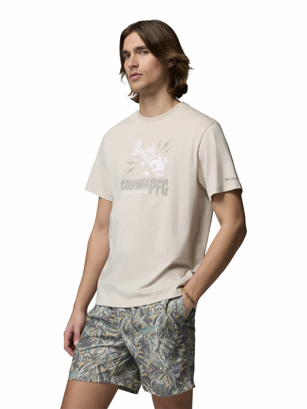 Polera Manga Corta Hombre PFG Shield Gris Columbia