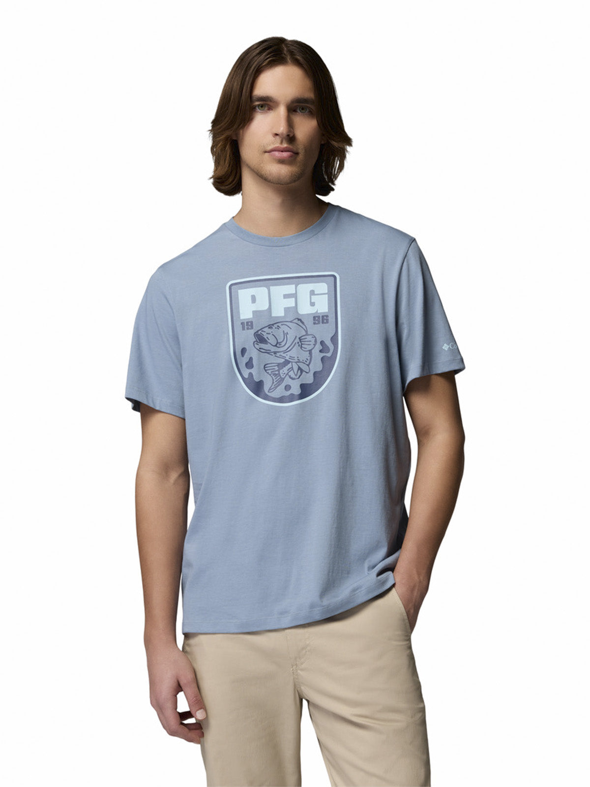 Polera Manga Corta Hombre PFG Shield Azul Columbia