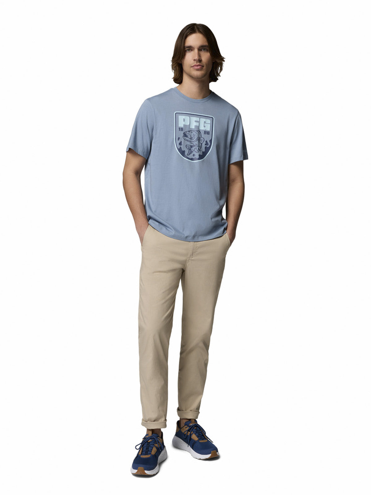 Polera Manga Corta Hombre PFG Shield Azul Columbia