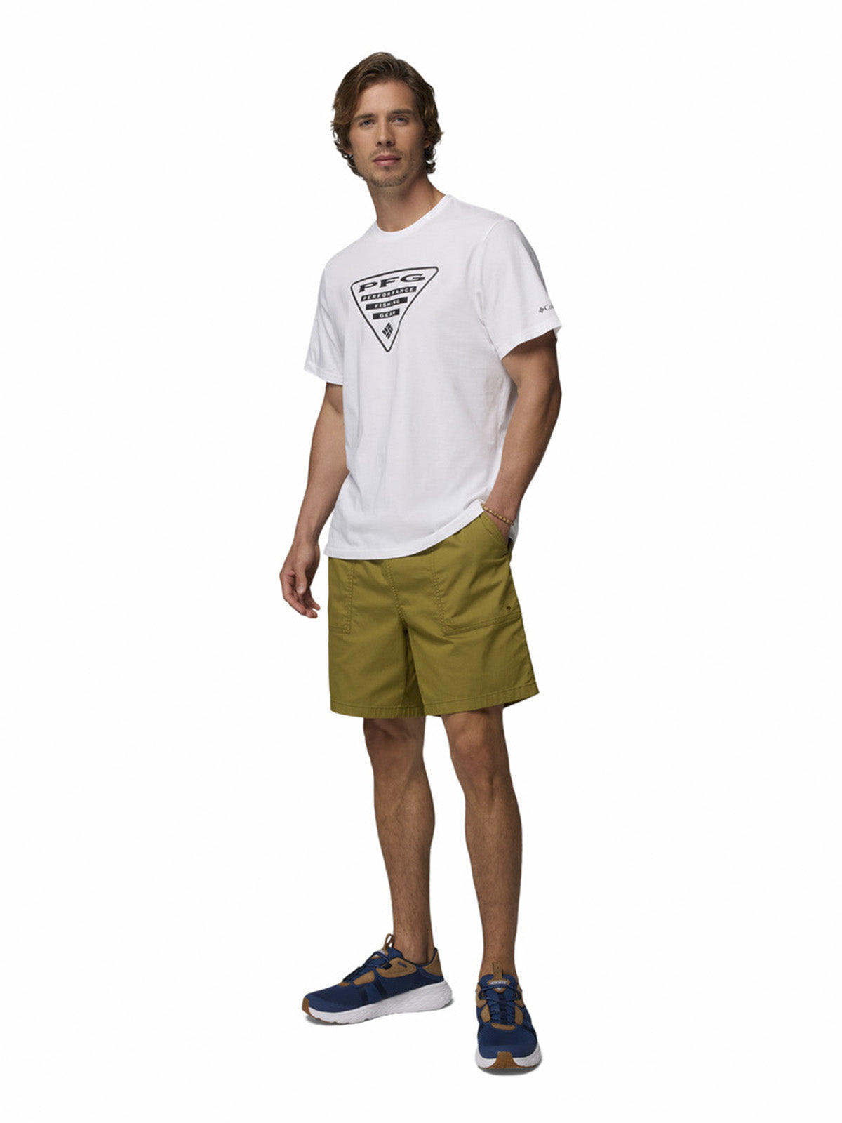 Polera Manga Corta Hombre PFG Shield Blanco Columbia