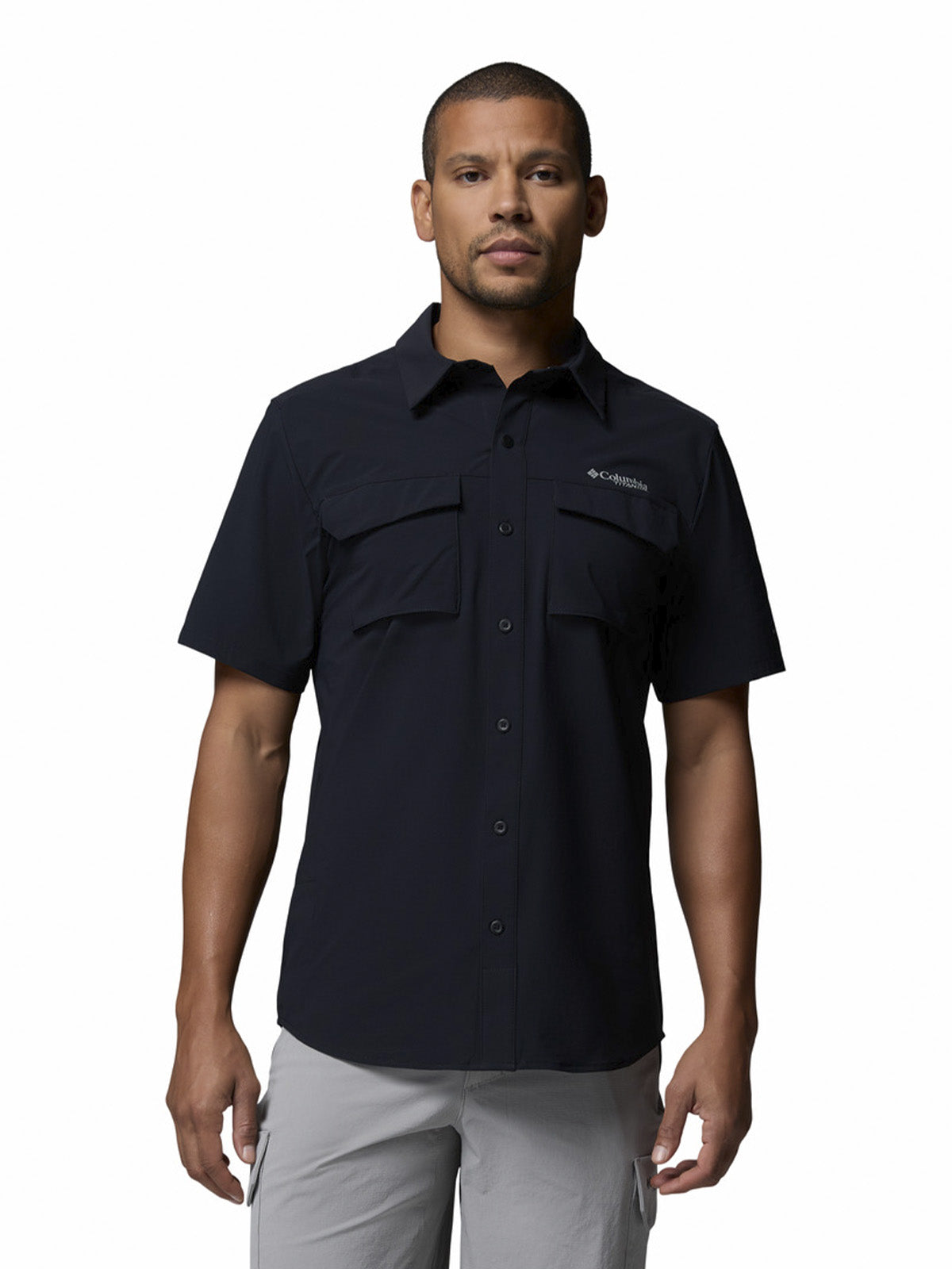 Camisa Manga Corta Hombre Silver Ridge Elite Negro Columbia